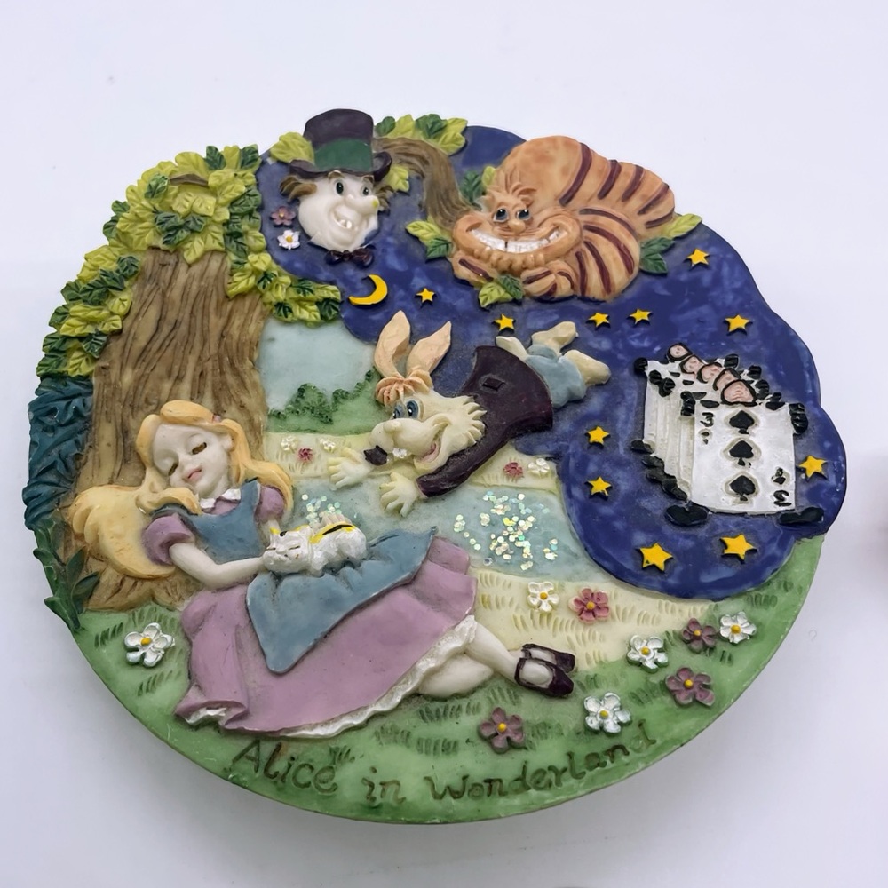 Vintage 1997 Popular Imports ALICE IN WONDERLAND Mini Resin Tea Set Figurines